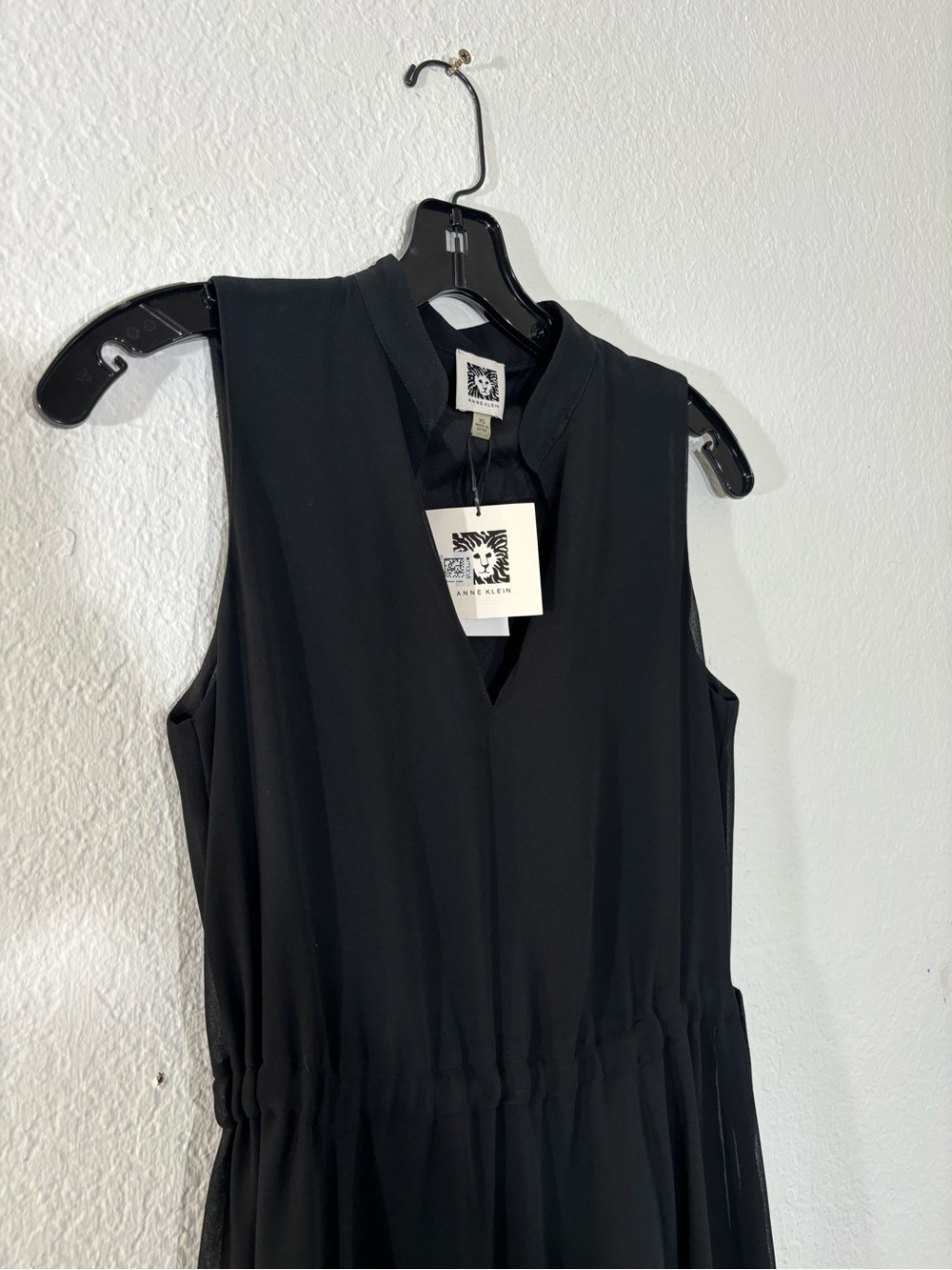 NWT Anne Klein Black Sleeveless Midi Dress with V-Neck Size XS Extra Small - Picture 5 of 11